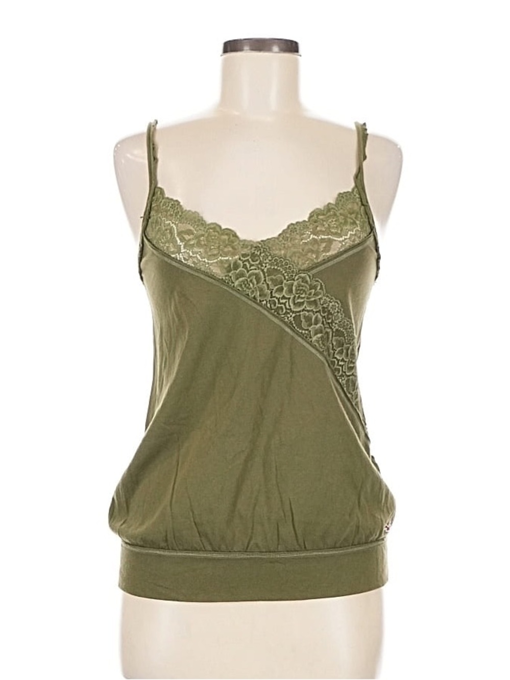 Vintage Y2K Hollister 2000s Lace Trim V Neck Tank Top